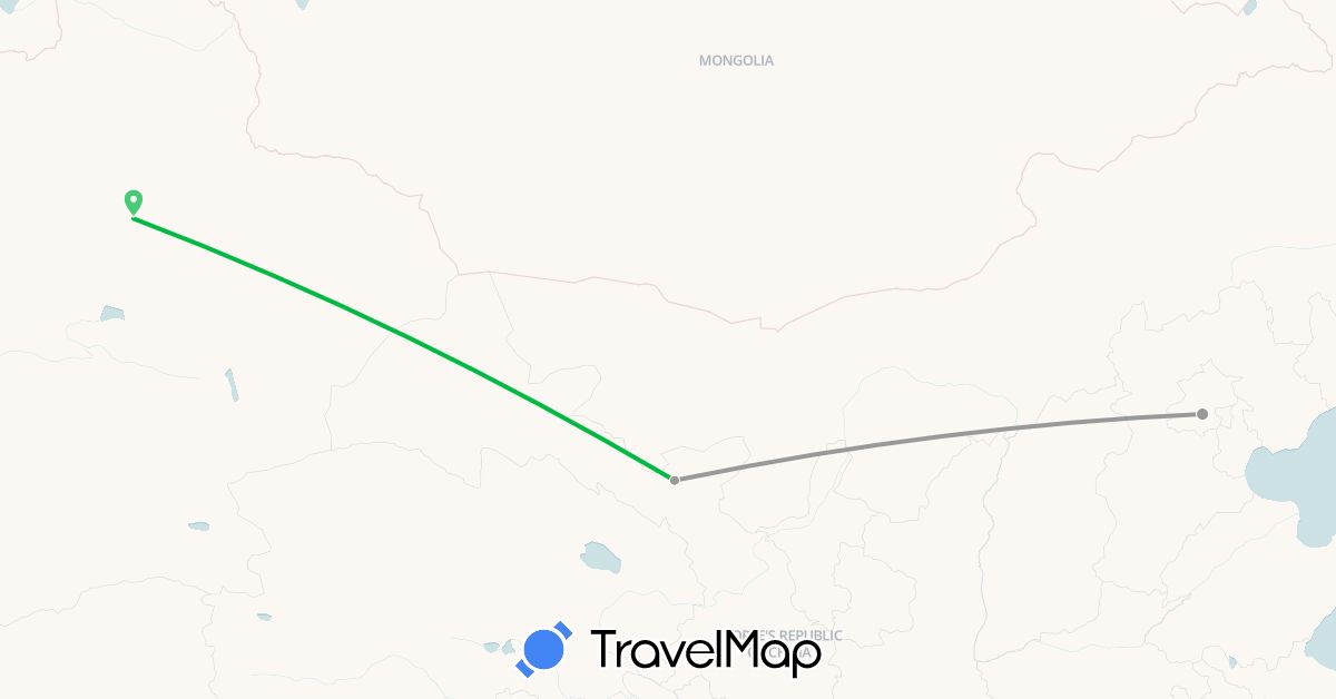 TravelMap itinerary: driving, bus, plane in China (Asia)